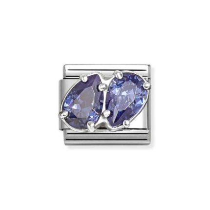 NOMINATION COMPOSABLE CLASSIC LINK BLUE DOUBLE DROPS IN STERLING SILVER 330329/13