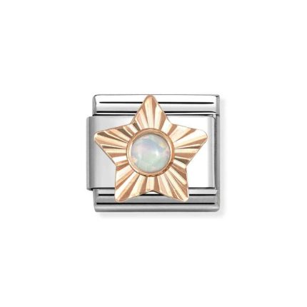 NOMINATION COMPOSABLE CLASSIC LINK WHITE OPAL IN 9K ROSE GOLD 430515/07
