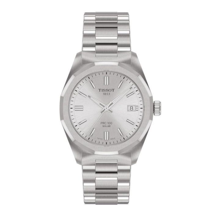 Tissot T-Classic PRC 100 Solar Silver Stainless Steel Bracelet T1518221103100