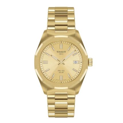 Tissot T-Classic PRC 100 Solar Gold Stainless Steel Bracelet T1518223302100