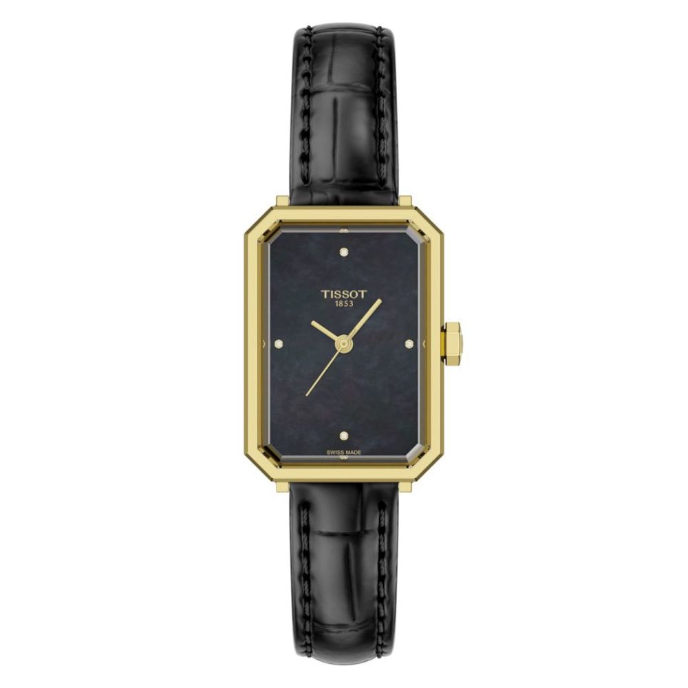 Tissot SRV Diamonds Black Leather Strap T1601103612600