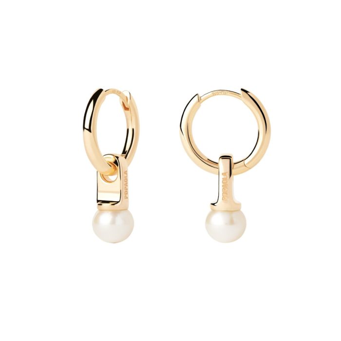 PDPAOLA ΣΚΟΥΛΑΡΙΚΙΑ ESSENTIALS LA PERLA HOOPS ΑΠΟ ΚΙΤΡΙΝΟ ΕΠΙΧΡΥΣΩΜΕΝΟ ΑΣΗΜΙ AR01-C25-U