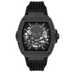 Philipp Plein The Skeleton Automatic Black Silicone Strap PWJFA1125