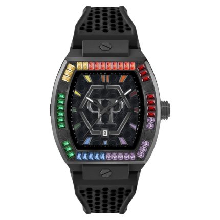 Philipp Plein The Hexagon Phantom Crystals Black Silicone Strap PWPUA0324
