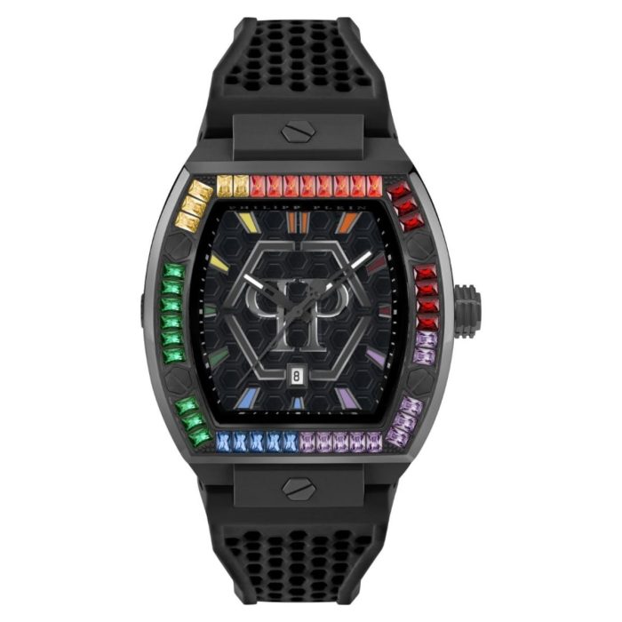 Philipp Plein The Hexagon Phantom Crystals Black Silicone Strap PWPUA0324