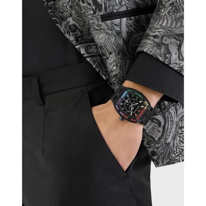 Philipp Plein The Hexagon Phantom Crystals Black Silicone Strap PWPUA0324