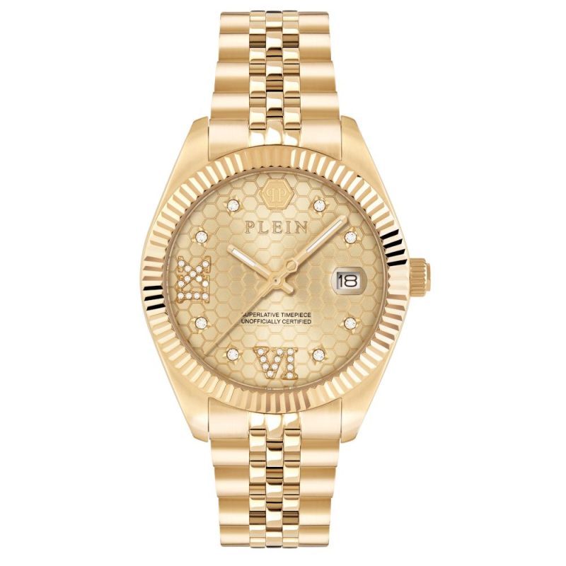 Philipp Plein Date Superlative Crystals Gold Stainless Steel Bracelet PWYFA0425