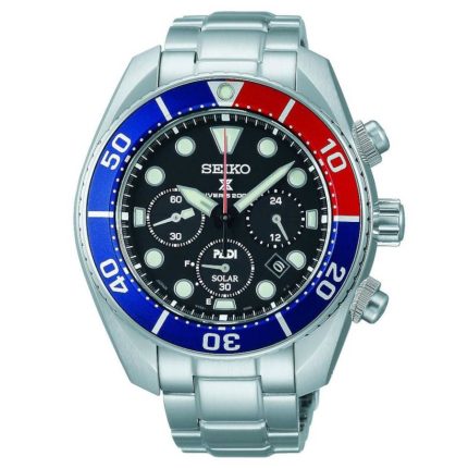 Seiko Prospex Divers PADI "Sumo" Solar Silver Stainless Steel Bracelet Chronograph SSC795J1