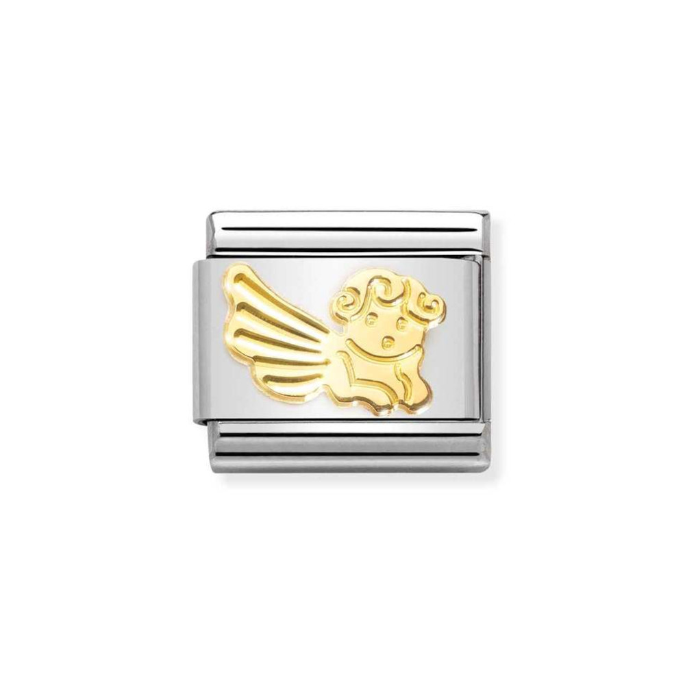 NOMINATION COMPOSABLE CLASSIC LINK ANGEL WITH ETCHED DETAIL IN 18K GOLD 030149/46 NOMINATION COMPOSABLE CLASSIC LINK ANGEL WITH ETCHED DETAIL IN 18K GOLD 030149/46