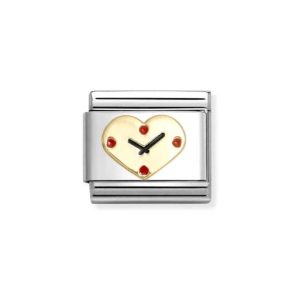 NOMINATION COMPOSABLE CLASSIC LINK HEART CLOCK IN 18K GOLD 030207/53
