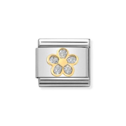 NOMINATION COMPOSABLE CLASSIC LINK SILVER FLOWER IN 18K GOLD 030220/06