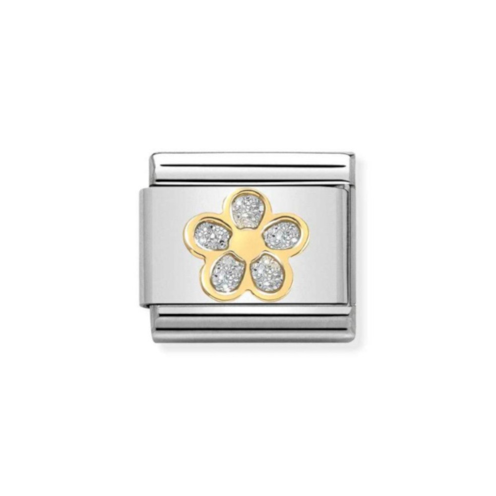 NOMINATION COMPOSABLE CLASSIC LINK SILVER FLOWER IN 18K GOLD 030220/06 NOMINATION COMPOSABLE CLASSIC LINK SILVER FLOWER IN 18K GOLD 030220/06