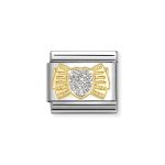 NOMINATION COMPOSABLE CLASSIC LINK HEART BOW GLITTER IN 18K GOLD 030220/25