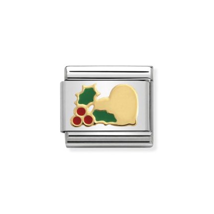 NOMINATION COMPOSABLE CLASSIC LINK HEART WITH HOLLY IN 18K GOLD 030225/23