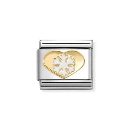 NOMINATION COMPOSABLE CLASSIC LINK HEART WITH SNOWFLAKE IN 18K GOLD 030225/26