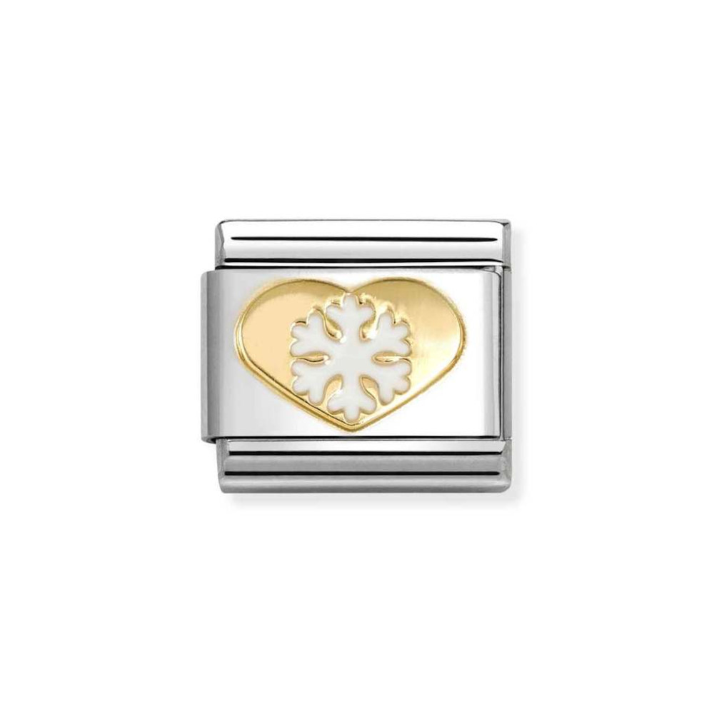 NOMINATION COMPOSABLE CLASSIC LINK HEART WITH SNOWFLAKE IN 18K GOLD 030225/26 NOMINATION COMPOSABLE CLASSIC LINK HEART WITH SNOWFLAKE IN 18K GOLD 030225/26