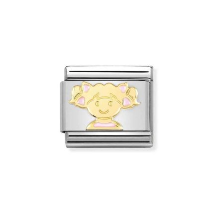 NOMINATION COMPOSABLE CLASSIC LINK PINK GIRL IN 18K GOLD 030272/66