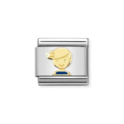 NOMINATION COMPOSABLE CLASSIC LINK BLUE BOY IN 18K GOLD 030272/67
