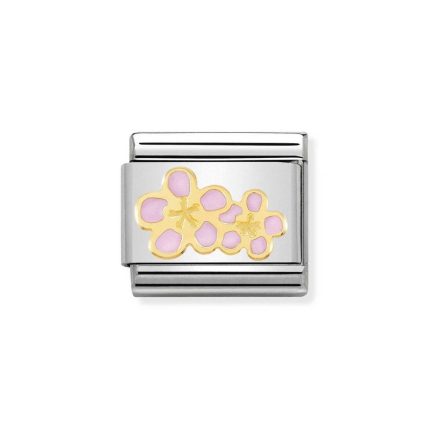 NOMINATION COMPOSABLE CLASSIC LINK PEACH FLOWERS IN 18K GOLD 030278/16