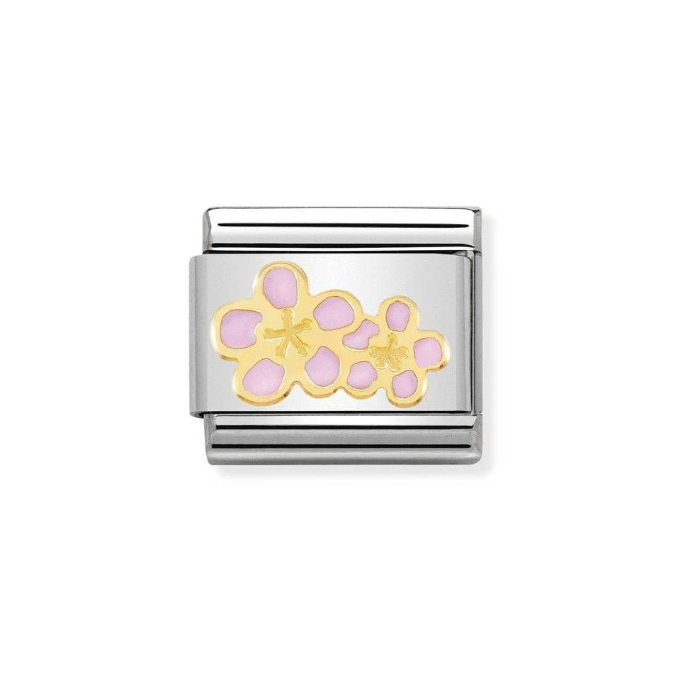NOMINATION COMPOSABLE CLASSIC LINK PEACH FLOWERS IN 18K GOLD 030278/16 NOMINATION COMPOSABLE CLASSIC LINK PEACH FLOWERS IN 18K GOLD 030278/16