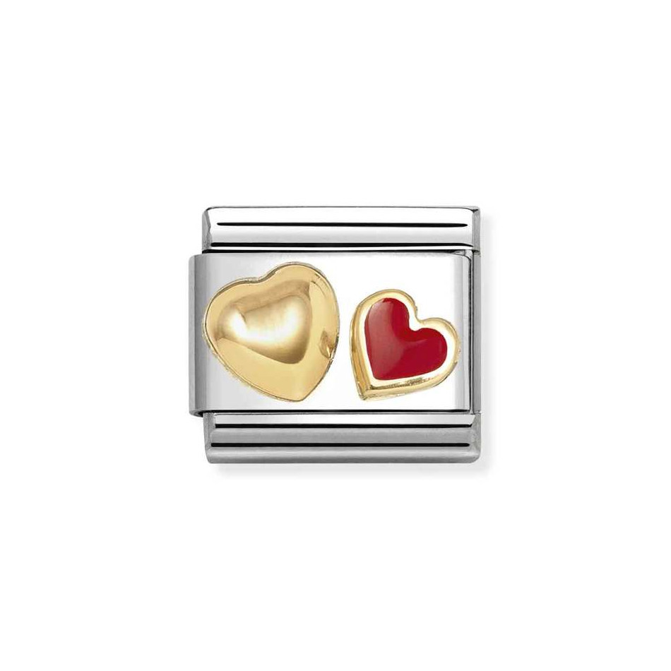 NOMINATION COMPOSABLE CLASSIC LINK RED HEART ROUNDED HEART IN 18K GOLD 030283/32 NOMINATION COMPOSABLE CLASSIC LINK RED HEART ROUNDED HEART IN 18K GOLD 030283/32