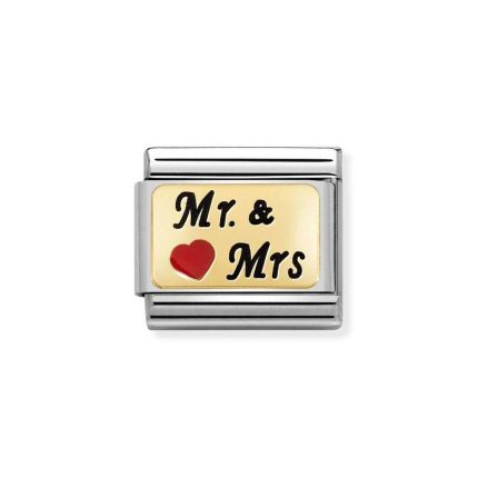 NOMINATION COMPOSABLE CLASSIC LINK MR AND MRS IN 18K GOLD 030284/53