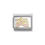 NOMINATION COMPOSABLE CLASSIC LINK PINK DANCE SHOES IN 18K GOLD 030285/76