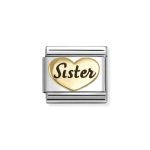 NOMINATION COMPOSABLE CLASSIC LINK SISTER HEART IN 18K GOLD 030285/78