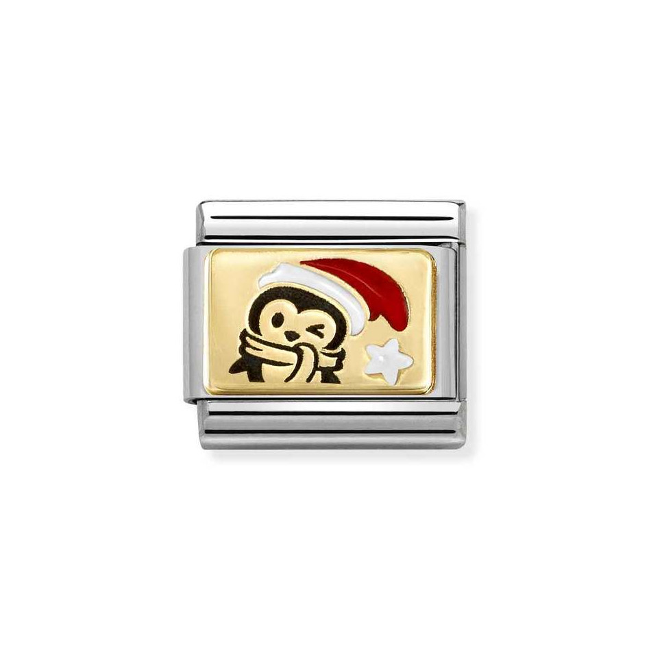 NOMINATION COMPOSABLE CLASSIC LINK PENGUIN RED HAT IN 18K GOLD 030289/13 NOMINATION COMPOSABLE CLASSIC LINK PENGUIN RED HAT IN 18K GOLD 030289/13