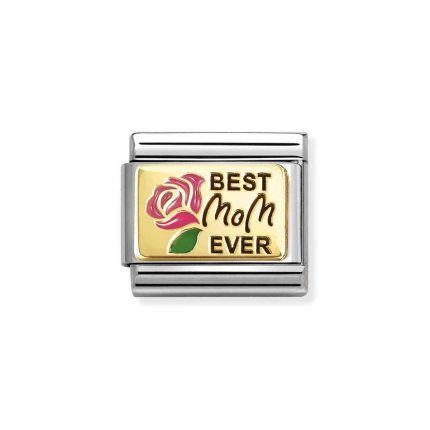 NOMINATION COMPOSABLE CLASSIC LINK BEST MOM EVER IN 18K GOLD 030289/15