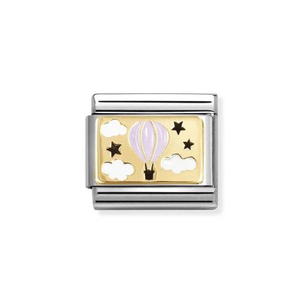 NOMINATION COMPOSABLE CLASSIC LINK PINK HOT AIR BALLOON IN 18K GOLD 030289/16