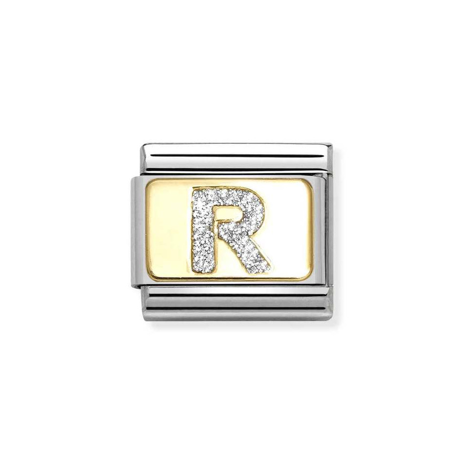 NOMINATION COMPOSABLE CLASSIC LINK LETTER R IN 18K GOLD 030291/18 NOMINATION COMPOSABLE CLASSIC LINK LETTER R IN 18K GOLD 030291/18