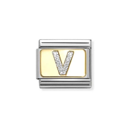 NOMINATION COMPOSABLE CLASSIC LINK LETTER V IN 18K GOLD 030291/22