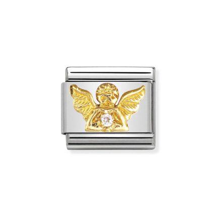NOMINATION COMPOSABLE CLASSIC LINK ANGEL WITH CZ IN 18K GOLD 030307/23