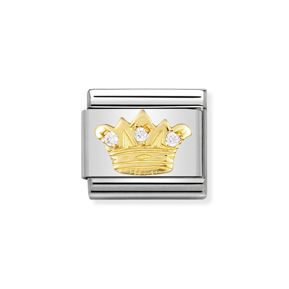 NOMINATION COMPOSABLE CLASSIC LINK WHITE KING CROWN IN 18K GOLD 030308/15 NOMINATION COMPOSABLE CLASSIC LINK WHITE KING CROWN IN 18K GOLD 030308/15