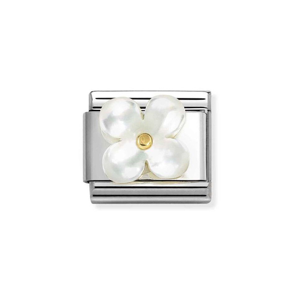 NOMINATION COMPOSABLE CLASSIC LINK FLOWER WHITE MOTHER OF PEARL IN 18K GOLD 030521/02 NOMINATION COMPOSABLE CLASSIC LINK FLOWER WHITE MOTHER OF PEARL IN 18K GOLD 030521/02