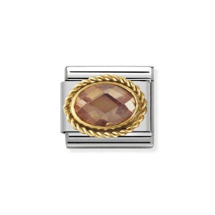 NOMINATION COMPOSABLE CLASSIC LINK IN 18K GOLD WITH OVAL FACETED CHAMPAGNE CZ 030602/024