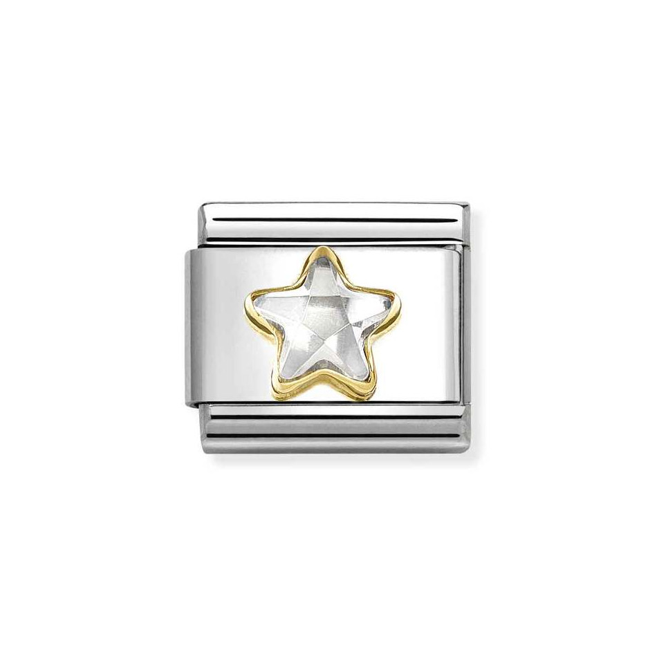 NOMINATION COMPOSABLE CLASSIC LINK STAR IN 18K GOLD WITH WHITE CZ 030614/010