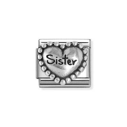 NOMINATION COMPOSABLE CLASSIC LINK SISTER HEART IN STERLING SILVER 330101/81