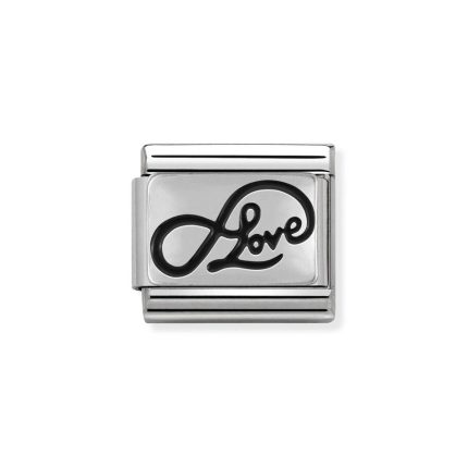NOMINATION COMPOSABLE CLASSIC LINK INFINITY LOVE WRITING IN STERLING SILVER WITH ENAMEL 330102/07