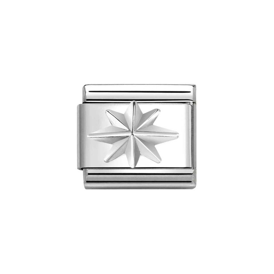 NOMINATION COMPOSABLE CLASSIC LINK WIND ROSE IN STERLING SILVER 330106/06 NOMINATION COMPOSABLE CLASSIC LINK WIND ROSE IN STERLING SILVER 330106/06