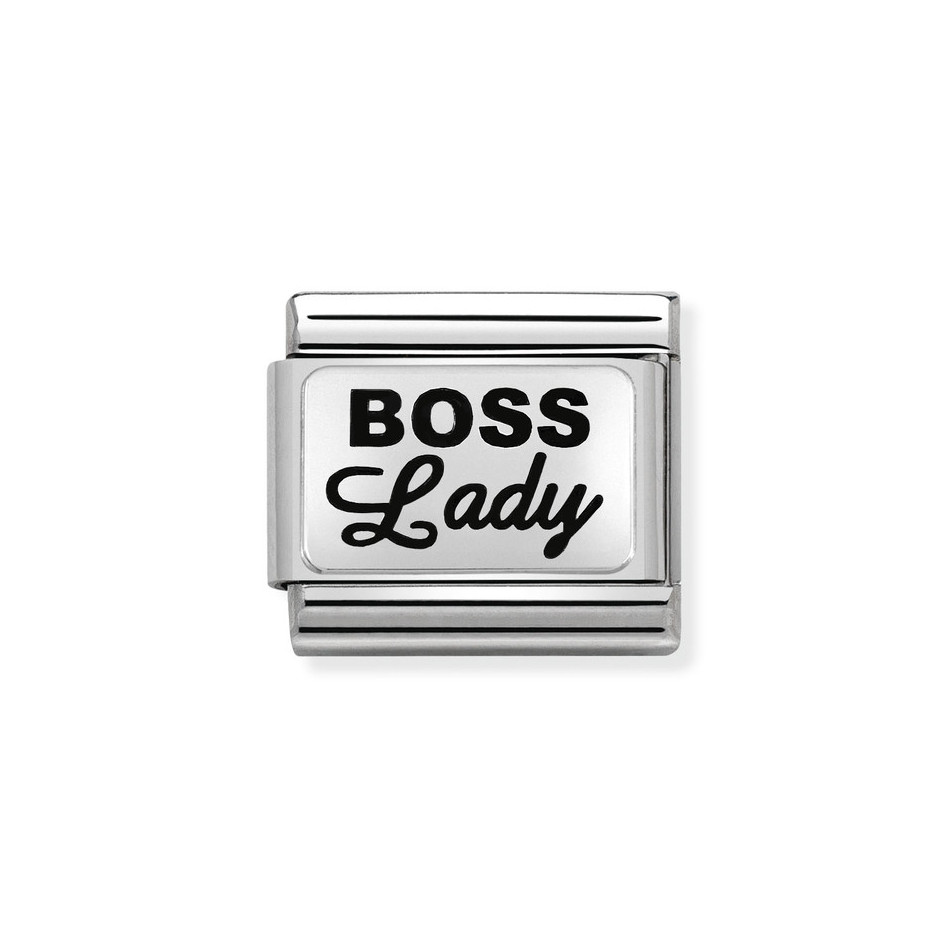 NOMINATION COMPOSABLE CLASSIC LINK BOSS LADY IN STERLING SILVER WITH ENAMEL 330109/35 NOMINATION COMPOSABLE CLASSIC LINK BOSS LADY IN STERLING SILVER WITH ENAMEL 330109/35