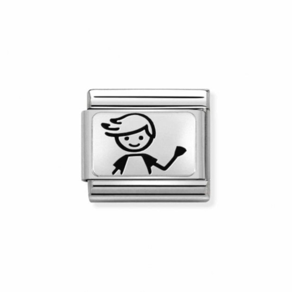 NOMINATION COMPOSABLE CLASSIC LINK BOY IN STERLING SILVER WITH ENAMEL 330109/48 NOMINATION COMPOSABLE CLASSIC LINK BOY IN STERLING SILVER WITH ENAMEL 330109/48