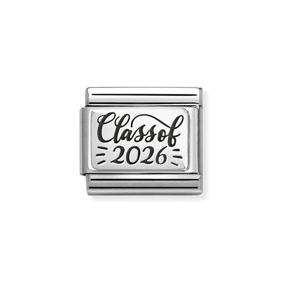 NOMINATION COMPOSABLE CLASSIC LINK CLASS OF 2026 IN STERLING SILVER WITH ENAMEL 330109/65 NOMINATION COMPOSABLE CLASSIC LINK CLASS OF 2026 IN STERLING SILVER WITH ENAMEL 330109/65