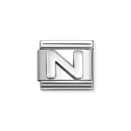 NOMINATION COMPOSABLE CLASSIC LINK LETTER N IN STERLING SILVER 330113/14