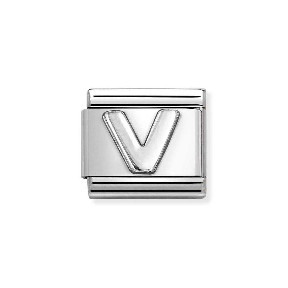NOMINATION COMPOSABLE CLASSIC LINK LETTER V IN STERLING SILVER 330113/22 NOMINATION COMPOSABLE CLASSIC LINK LETTER V IN STERLING SILVER 330113/22