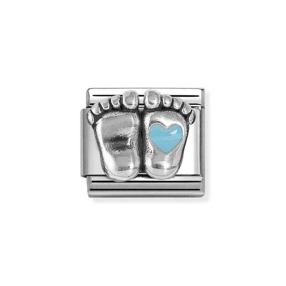 NOMINATION COMPOSABLE CLASSIC LINK BABY FEET LIGHT BLUE HEART IN STERLING SILVER 330204/30 NOMINATION COMPOSABLE CLASSIC LINK BABY FEET LIGHT BLUE HEART IN STERLING SILVER 330204/30