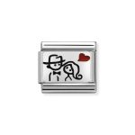NOMINATION COMPOSABLE CLASSIC LINK COUPLE WITH HEART IN STERLING SILVER 330208/10