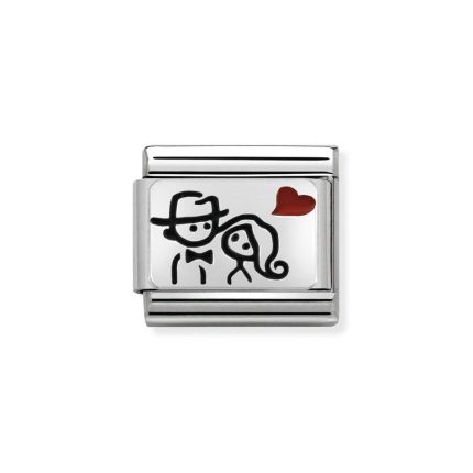 NOMINATION COMPOSABLE CLASSIC LINK COUPLE WITH HEART IN STERLING SILVER 330208/10