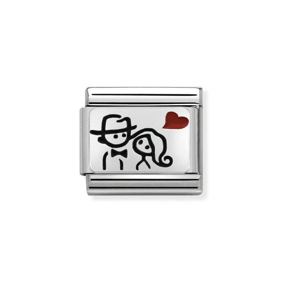NOMINATION COMPOSABLE CLASSIC LINK COUPLE WITH HEART IN STERLING SILVER 330208/10 NOMINATION COMPOSABLE CLASSIC LINK COUPLE WITH HEART IN STERLING SILVER 330208/10